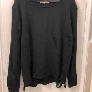 Blush Noir Distressed Sweater—Black